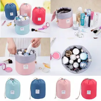 

Barrel Shaped Travel Makeup Bag High Capacity Drawstring Cosmetic Organizer XI