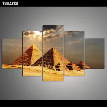 

5 Pieces Canvas Wall Art Egyptian pyramids Painting Canvas On The Wall Of The Living Room Wall Module Painting Mural Art