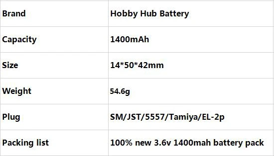 3.6v 1400mah