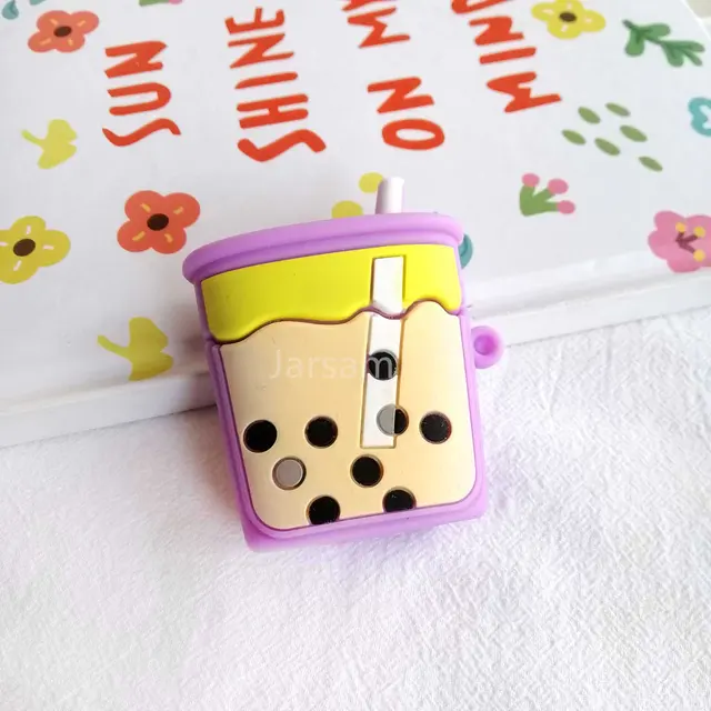 Creativity Cartoon funny cute silicone Case For Airpods 2 1 cover For Air pods 1 2 Case Wireless charging soft Cover Box Milk tea