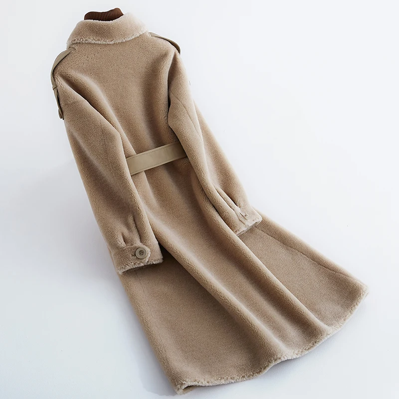 Шерстяная куртка осенне-зимнее пальто женская одежда натуральное пальто с мехом Корейская винтажная овечья шерсть замшевая подкладка Abrigo Mujer ZT3633