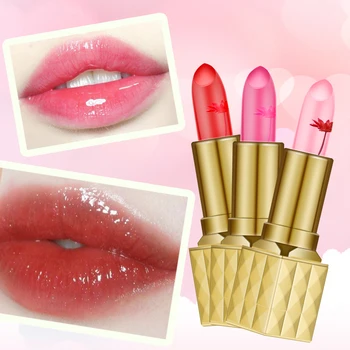 

3 Pcs/Set Makeup Beauty Flower Jelly Lipstick Gloss Color Changing Long Lasting Moisturizing Lip Care Balm