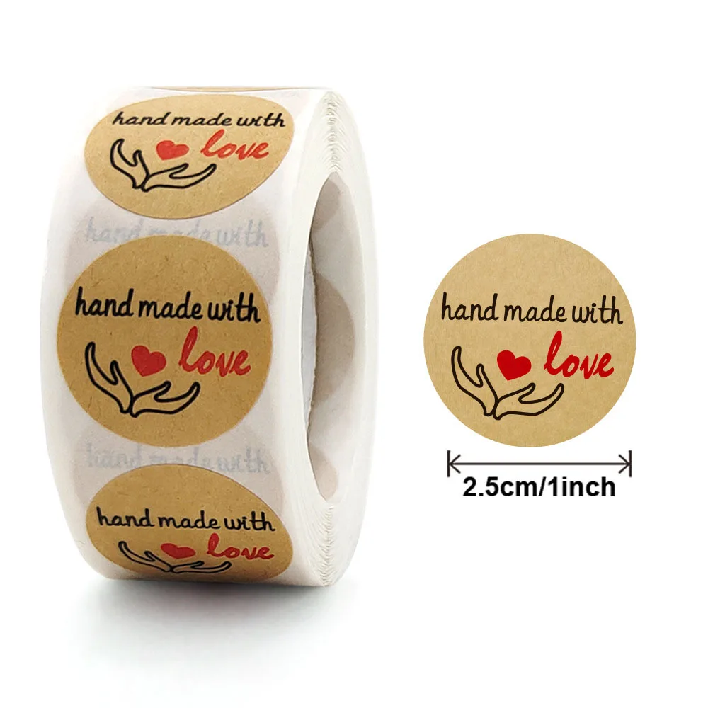 

Qiduo 500pcs Vintage Kraft Paper Stickers Scrapbook Gift Stationery Label Stickers Handmade With Love Thank You For The Stickers