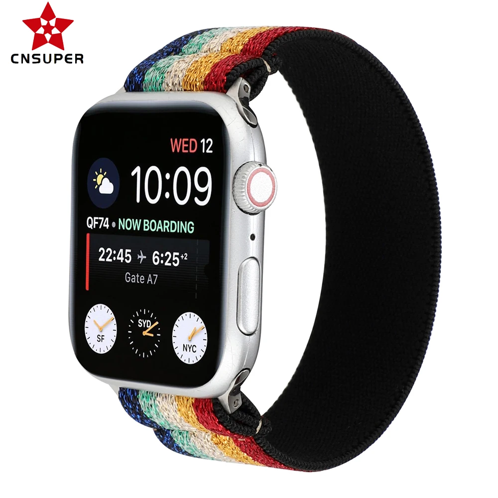 

CNSUPER Stylish Nylon Elastic Watch Band Strap For IWatch Series SE 6/ 5/ 4 /3/ 2 Compatible with 38mm 40m 42mm 44mm