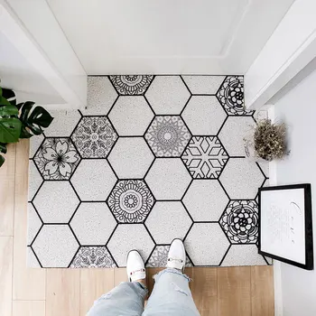 

PVC Anti-Slip Kitchen Carpet Welcome Doormat Geometric Printed Floor Mat Hallway Portch Rug Door Mats Outdoor