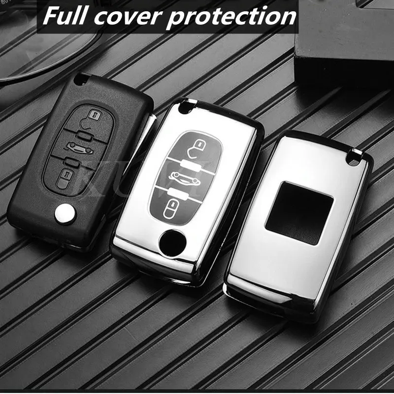 Soft TPU Car Key Fob Case Cover Protector for Peugeot 107 206 207 307 308 406 for Citroen Xsara Picasso C2 C3 C4 C5 C6 C8 key case,key case cover,car key shell
