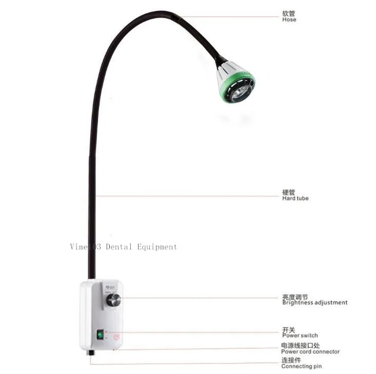 Стоматологический 9W светодиодный светильник для хирургического медицинского осмотра с зажимом и настенным и напольным типом ENT DC power