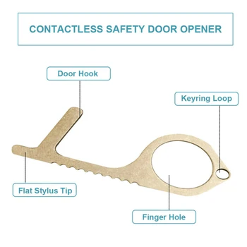 

Clean Key Brass Handheld Non-Contact Key Door Opener Closer Contactless Safety Smart Key Tool For Outdoor