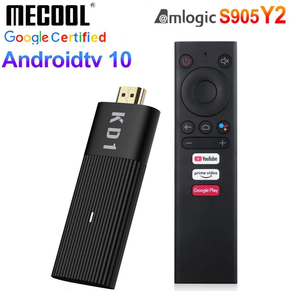 Mecool KD1 TV Stick Amlogic S905Y2 Android 10 2GB 16GB certificado por Google Voz 1080P 4K 60pfs 2,4G y 5G Wifi BT4.2 reproductor de TV