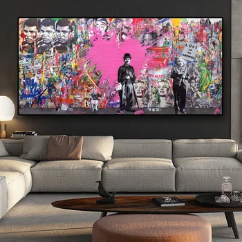 

Abstract Posters and Prints Graffiti Street Pop Wall Art Pictures Painting Wall Art for Living Room Home Decor (No Frame)
