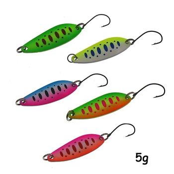

5Pcs Fishing Spoons Trout Lures 5g 4cm S-shaped Metal Sequins Lures with Single Hook Fishing Lures Wobbler Hard Bait Tackle