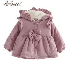 ARLONEET пальто теплое зимнее плотное пальто для маленьких девочек Свободная верхняя одежда с капюшоном Детская парка хлопковое пальто на пуговицах куртка для маленьких девочек