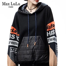 Max LuLu Зимняя мода Корейская женская теплая одежда женские Лоскутные трикотажные толстовки с капюшоном повседневные Фитнес толстовки размера плюс
