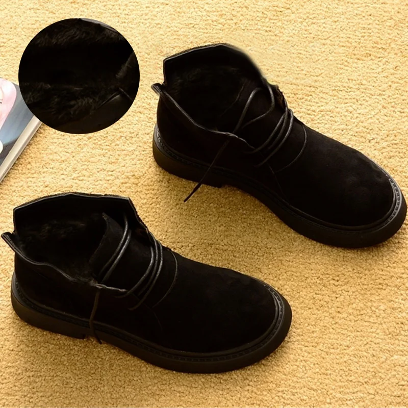 Г. Новая осенне-зимняя женская обувь зимние ботинки теплая плюшевая обувь зимняя женская обувь для холодной погоды Модные женские ботильоны - Цвет: Black for winter