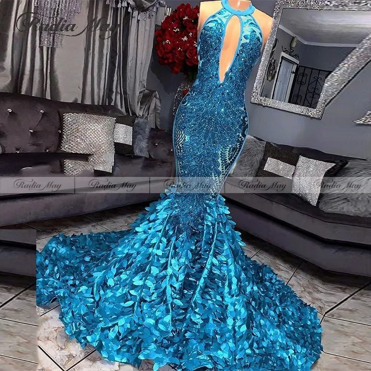 black and teal prom dress