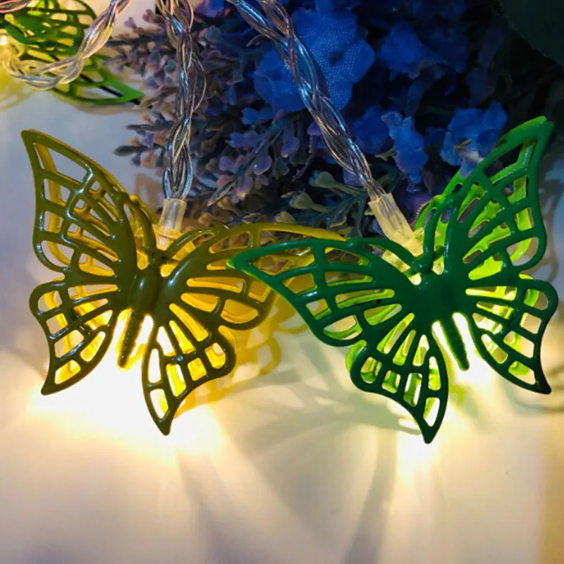 

10 LEDs Butterfly Solar String Lights Multi Colors LED Light Night Atmosphere Lamp Home Party Desk Wall Decor 2.5M Warm white