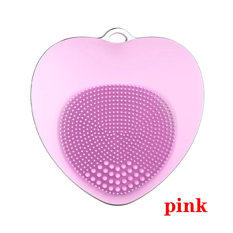 pink Силиконовый Очищающий Инструмент в форме сердца электрическая стиральная Щетка Очиститель пор для лица - Цвет: pink