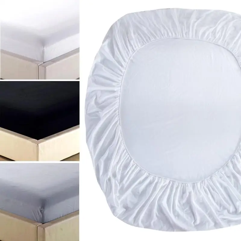 55Solid color bed Sheet fitted sheet Reactive printing sheets bedsheet bedding linen mattress cover White Gray Black #38 | Дом и сад