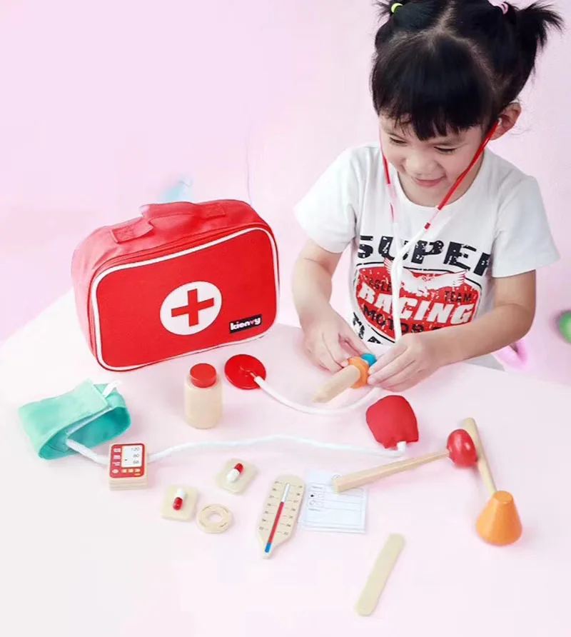 Детские пластиковые медицинские наборы с удобным чехол для переноски Ролевые игры/детский деревянный доктор и комплект для медсестры со стетоскопом подарок