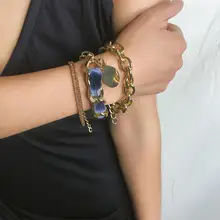 Винтажные Многослойные браслеты в стиле панк, хип-хоп, с цепочкой, браслеты для женщин, очаровательные браслеты, наборы ювелирных изделий, подарки