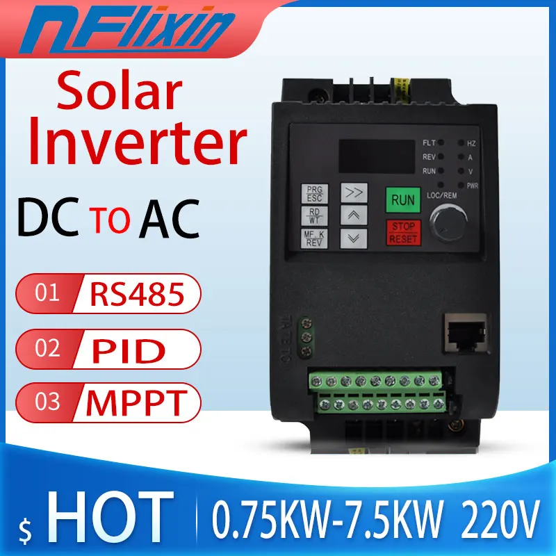 220v 0.75kw-7.5KW Солнечный частотно-регулируемый привод VFD инвертор постоянного тока в