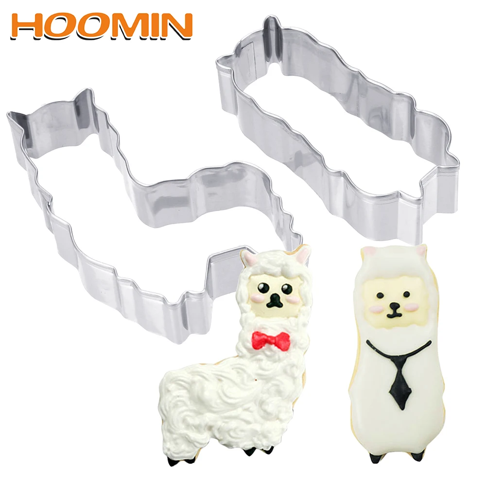 

HOOMIN Baking Tool Stainless Steel DIY Candy Biscuit Mold Alpaca Cookie Cutter Cake Decorating Tool Stamps