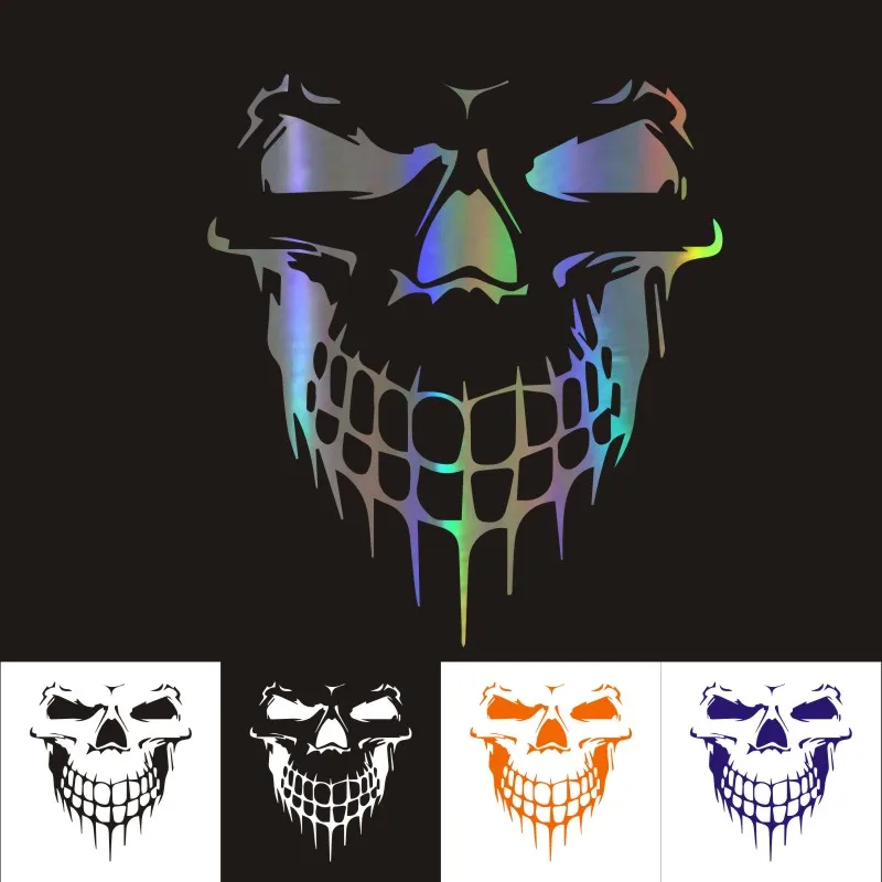 

Creativity JDM Reflective Skull Car Stickers Decal Motorcycle Bumper Window Windshield Cover Scratches Accessories PVC17*15cm