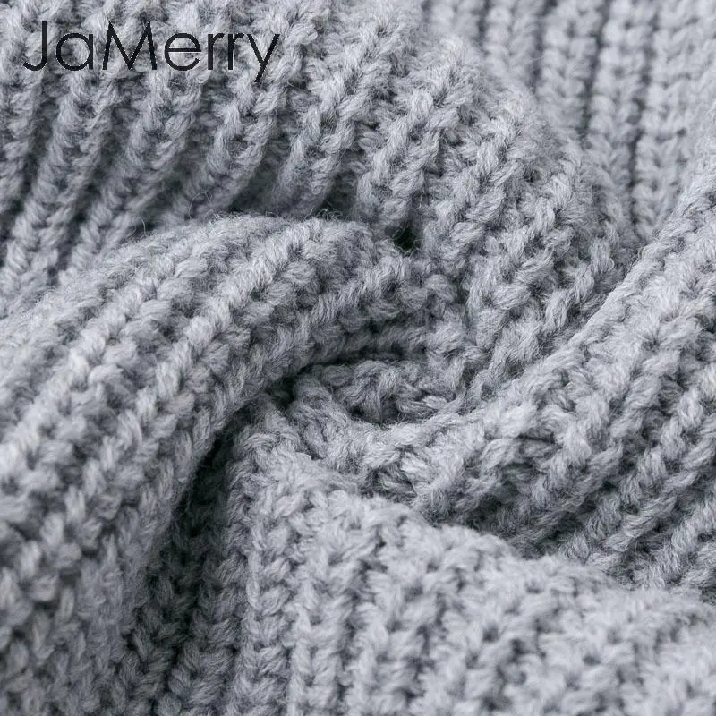 JaMerry, вязаный короткий свитер с высоким воротом, Женский Осенний короткий свитер с длинным рукавом, джемпер, зимний женский пуловер, вязаный пуловер