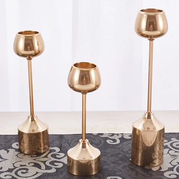 

Candlelight Dinner Candle Holder European Restaurant Hotel Props Modern Romantic Gold Iron Dining Table Decorations Candlestick
