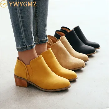 

BLWBYL Boots For Women Square Heel Boots Sexy Round Toe 2020 Winter Fashion Shoes Woman Botas Mujer Botte Femme
