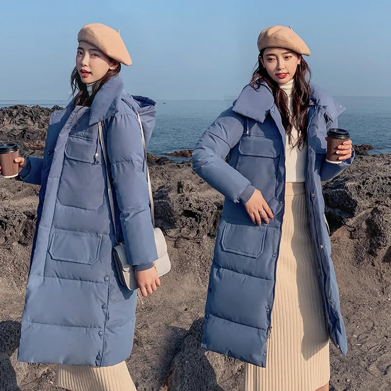

19 Europe And America Cotton-padded Clothes Mid-length Thick Cotton-padded Jacket BF Hong Kong Style Couple Clothes Mid-length o
