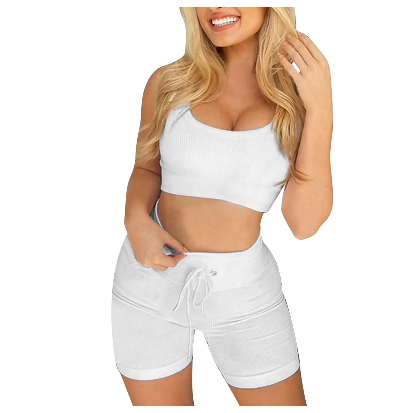 Women 2 Piece Sport Set Solid Seamless Crop Top Bra Shorts Workout Outfit Women Yoga Suit Gym Running Clothing Tracksuit#fs 2