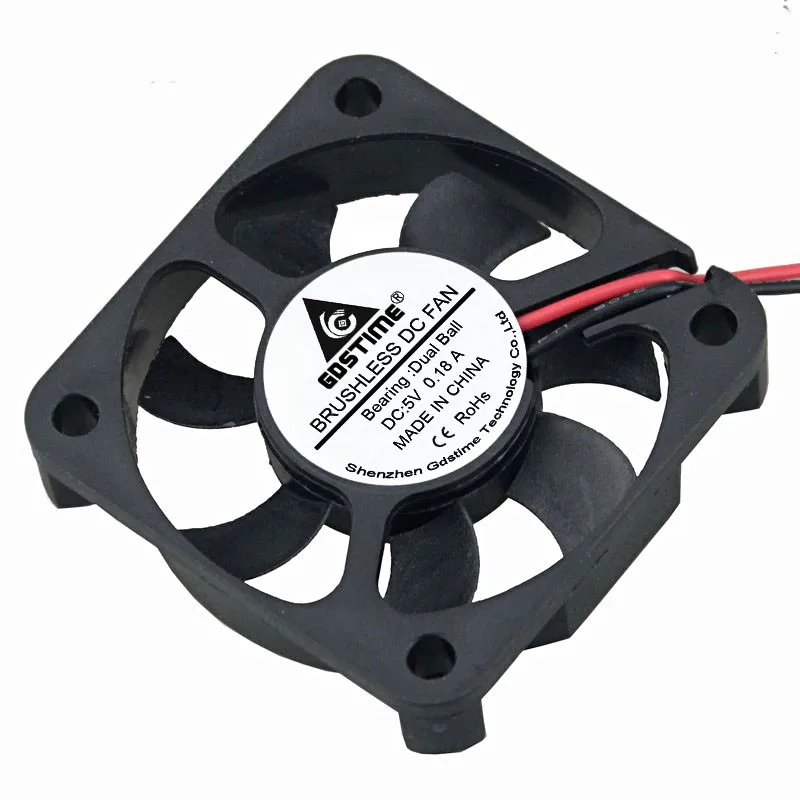 2 pcs GDSTIME 5010 50 * 50 * 10mm 5V cooling fan 2PIN 50mm 5cm 2inch Industrial laptop dual ball cooling fan