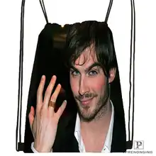 Пользовательские Йен Сомерхолдер походная сумка на шнурке милый рюкзак для детей(черная спинка) 31x40 см#20180611-02-82