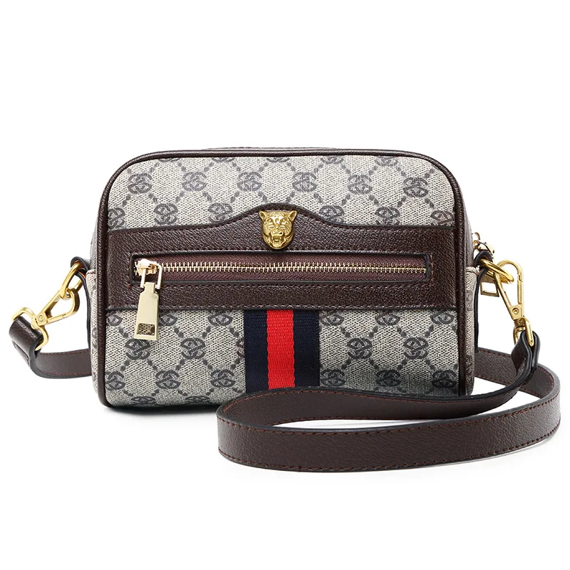 

2019 New Style Europe And America-Style Contrast Color Printed Tiger Head Square Sling Bag Wholesale Women's Single-shoulder Cro