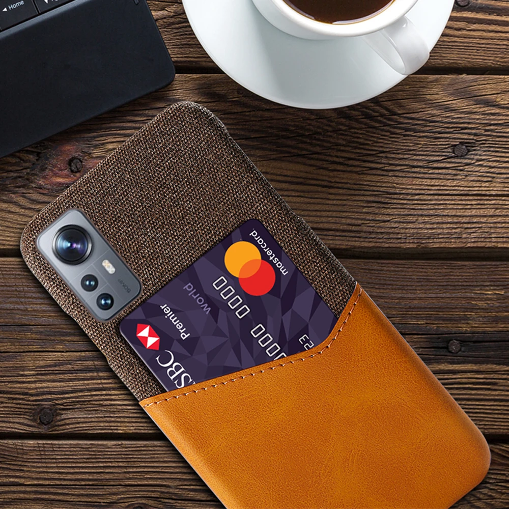 

Febric Card Holder Cover For Xiaomi 12 Pro 12pro Funda Cloth Texture PU Antiskid Case For Xiomi Mi 12 Pro Mi12 5G Coque Bumper