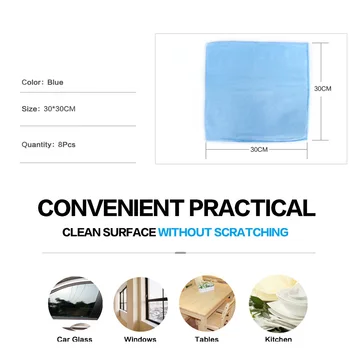 

5pcs Car Microfiber Glass Cleaning Towels 30x30cm Blue Brand New Auto Window Windshield Rag Cloth Glass Towels