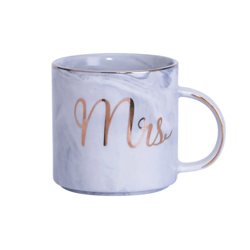 grey Керамическая s чашка на двоих 3 цвета молоко мистер и Mrs. Кофейная декоративная кружка современный подарок Европейский стиль Питьевая керамическая чашка - Цвет: grey
