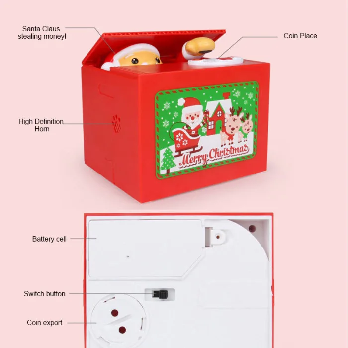 Рождественская Копилка Санта кража монета копилка банка для хранения монет Xmas NSV775