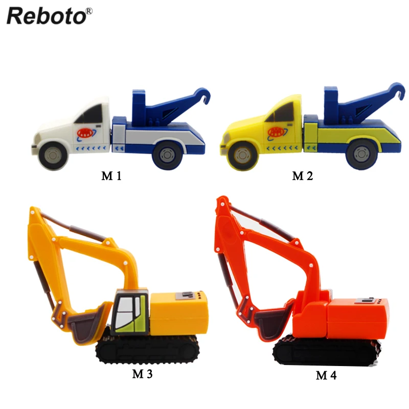 Cartoon Animated Cool Truck Excavator Flash Drive 64GB 32GB 16GB 8GB Mini Navvy Memory Stick U Disk Pen Drive For PC