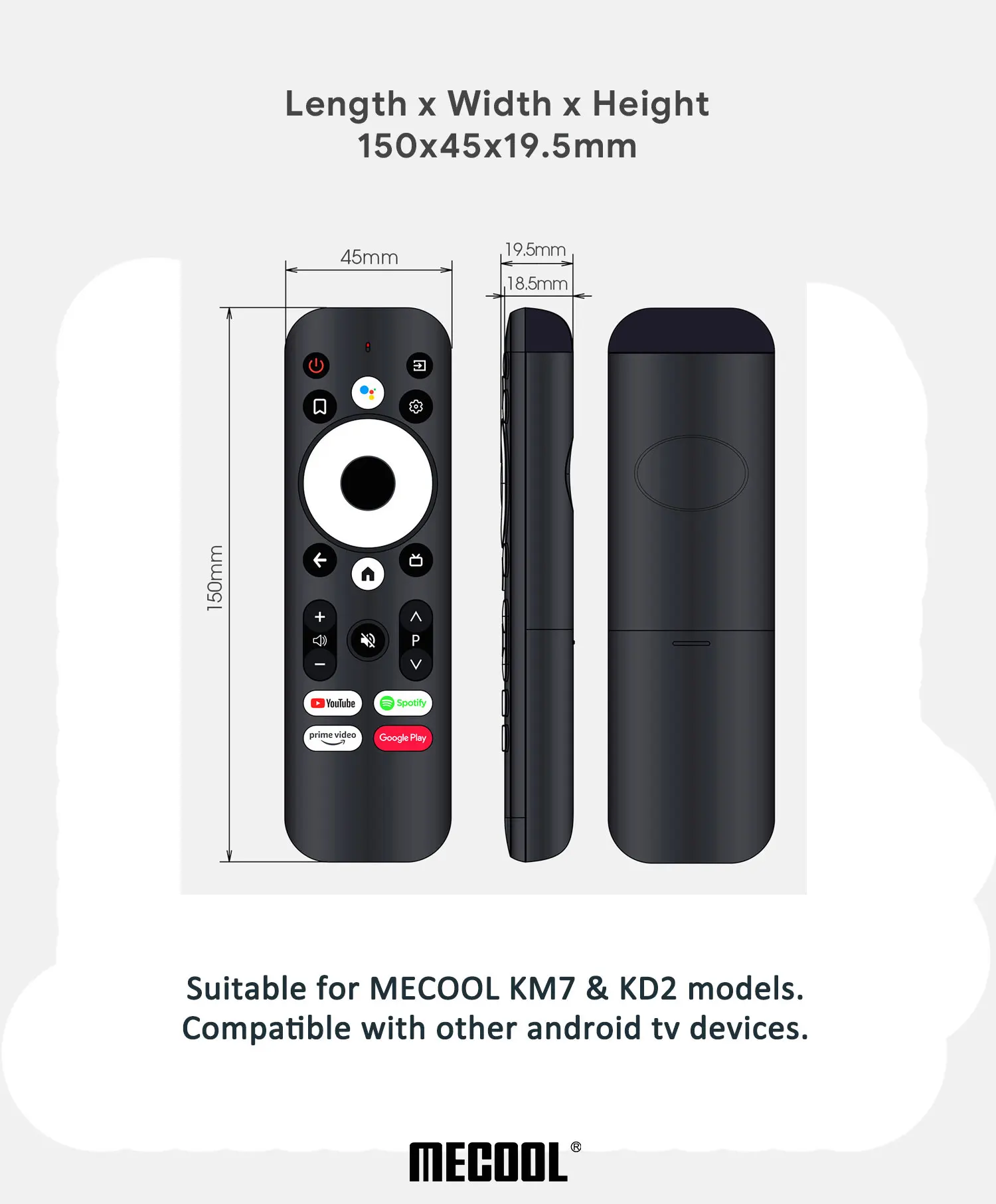 Mecool-substituição do Controle Remoto para Kd2 Km7 tv Box com 22 Teclas Assistente Certificado do Google Voice Bluetooth - Image 2