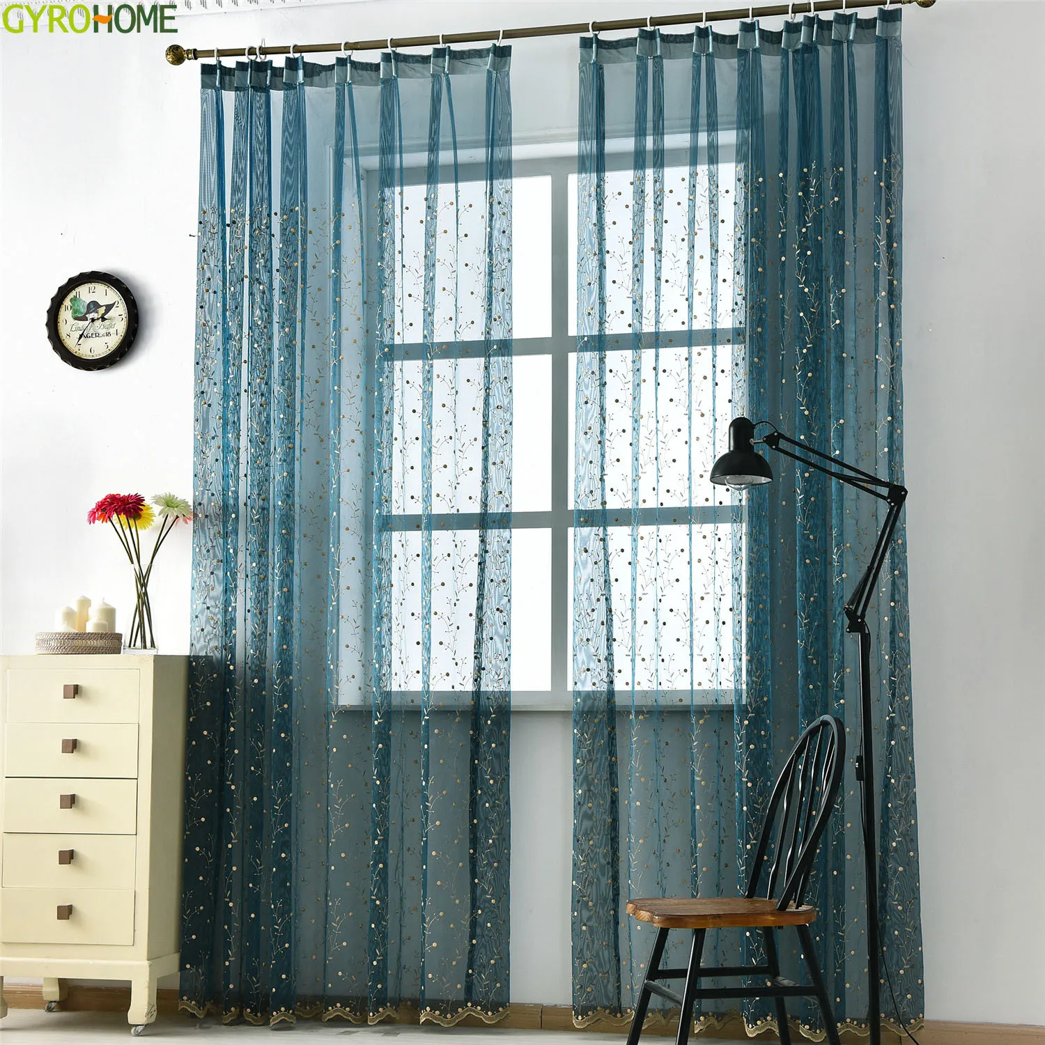 Hot Sale Cherry tree colored tulle curtains Window Screening for Children Living Room Bedroom | Дом и сад