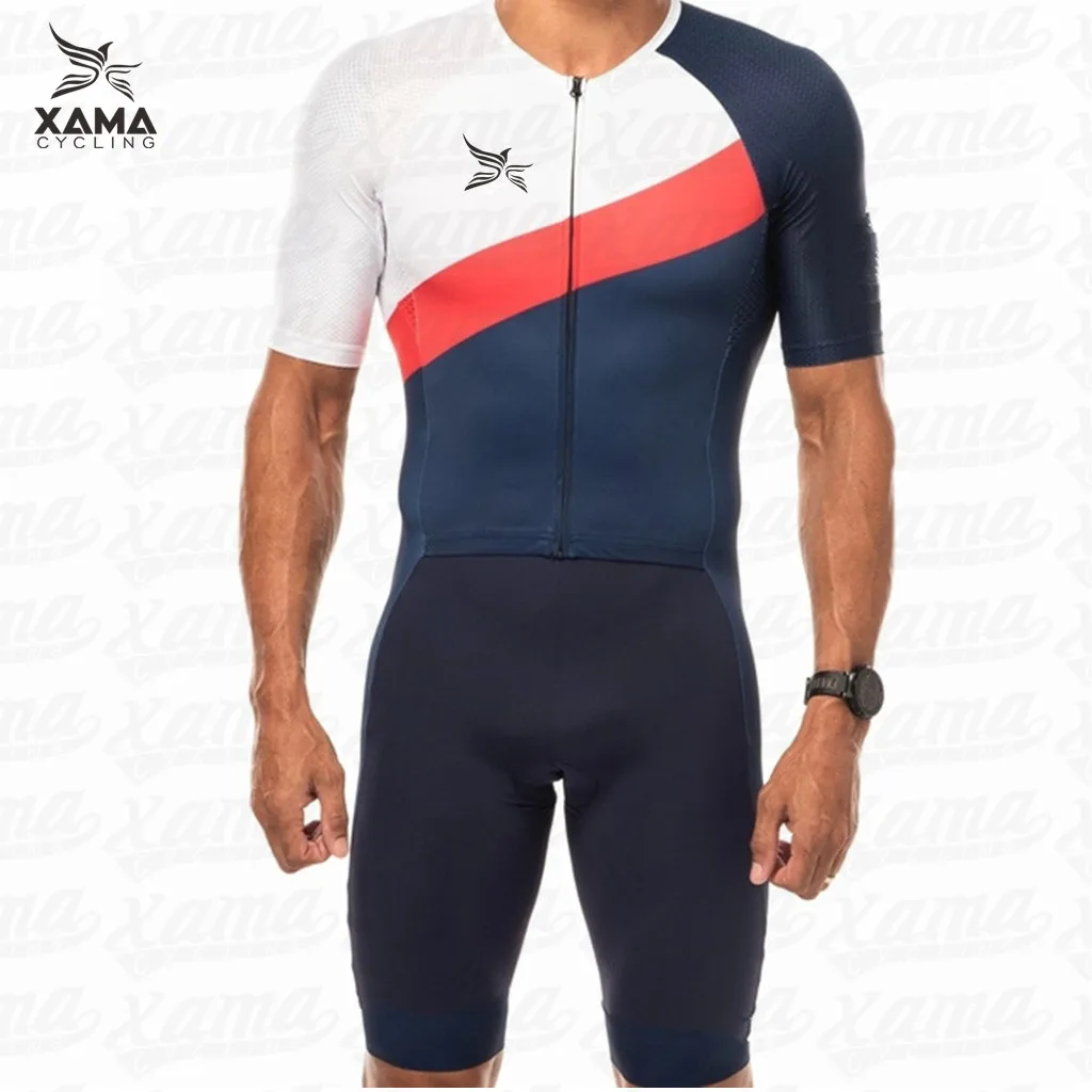 

Xama Cycling Design Triathlon Suit Men's Short Sleeve Skinsuit Maillo Hombre Roupa Ciclismo Masculino Bike Jumpsuit Clothing Kit