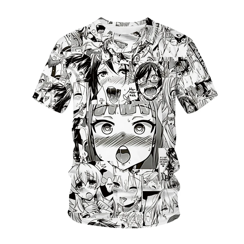 Футболка с 3D-принтом аниме Ahegao-S для мужчин и женщин Повседневная Уличная одежда