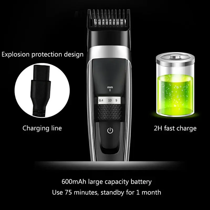  USB Charging Men Electric Hair Clipper Waterproof Hair Cutter Shaving Scissors Electric Clipper