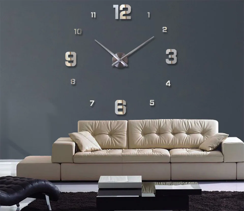 Кварцевые часы, модный современный дизайн, Зеркальные Стикеры, 3d настенные часы, декор для гостиной