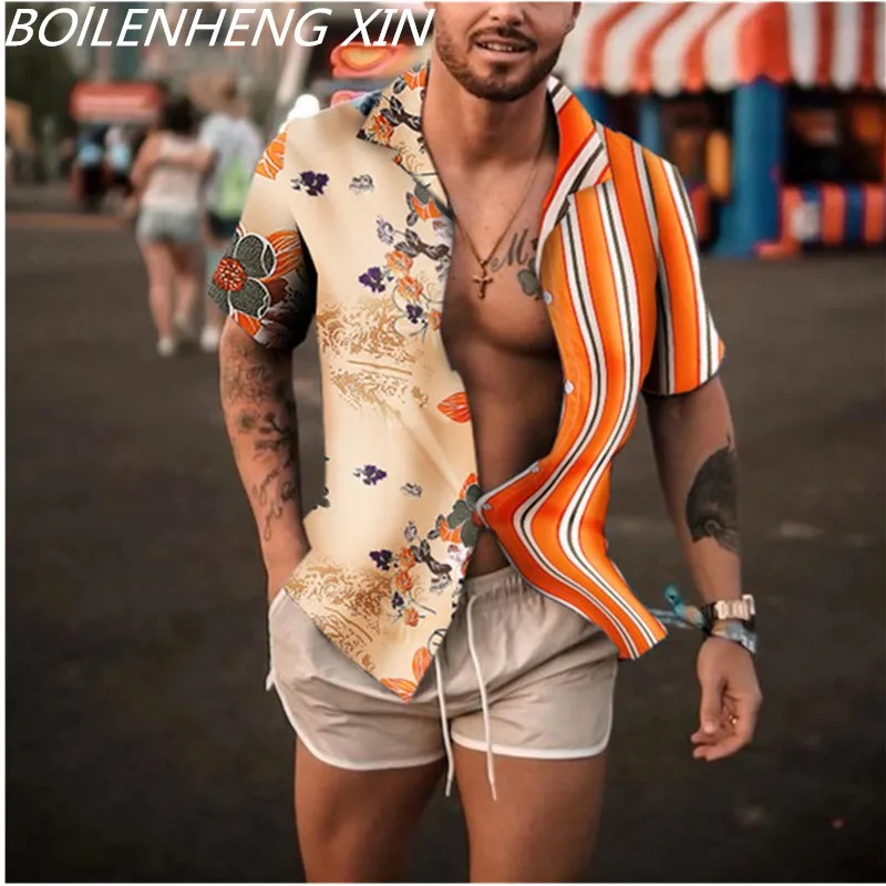 Mejor Compra Camisa Floral de manga corta Para Hombre, Camisas de moda hawaiana, con una hilera de botones, de verano GR6JeKY6b81