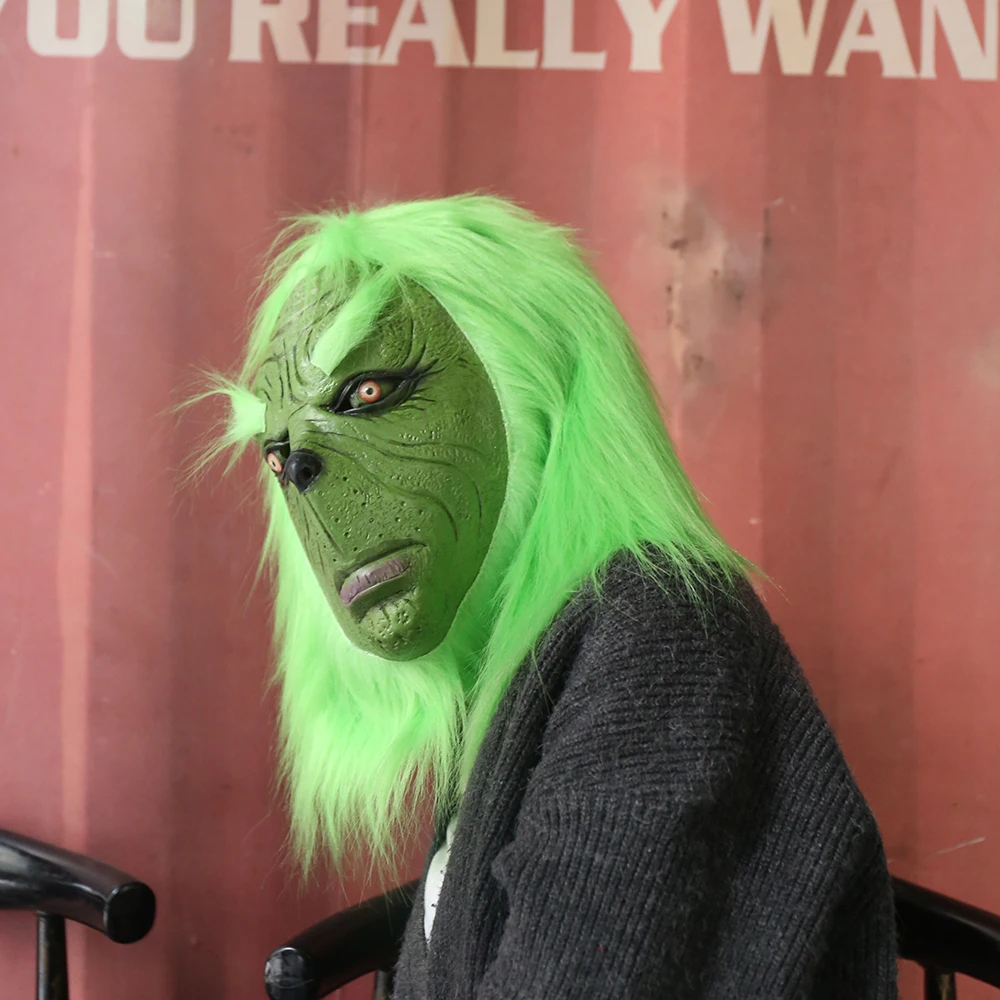 Новая забавная латексная маска на всю голову на Рождество Grinch, карнавальный костюм на Хэллоуин, Вечерние Маски для взрослых, карнавальные маски Grinch