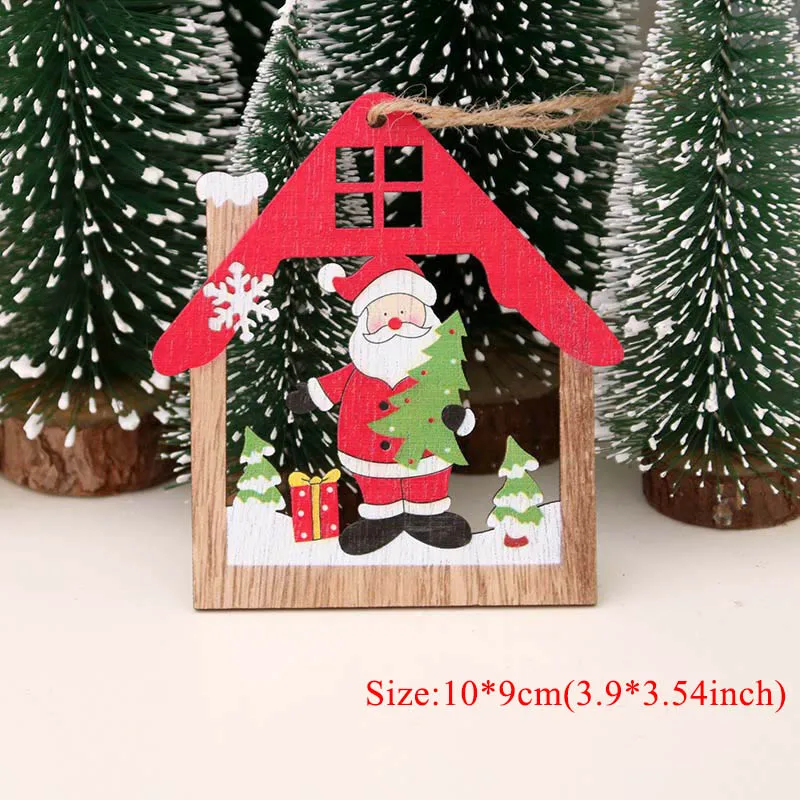 Деревянные украшения для рождественской елки, Подвесные рождественские украшения для дома, Navidad, рождественский подарок, счастливый год - Color: Wooden Pendant 01