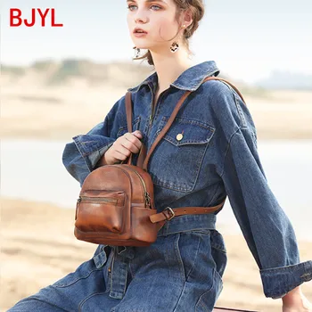 

2020 new retro casual leather female small backpack women bag original handmade first layer leather school backpacks ladies bags